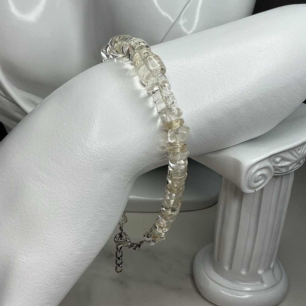 Genuine Citrine Beaded Bracelet 76ct Natural Gemstone 8” NWT